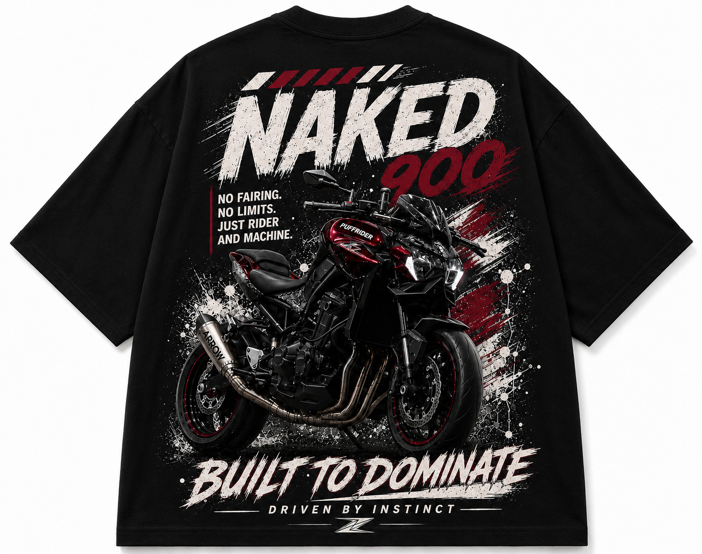 Naked 900 Oversized Tee - Puff Print Edition Z series
