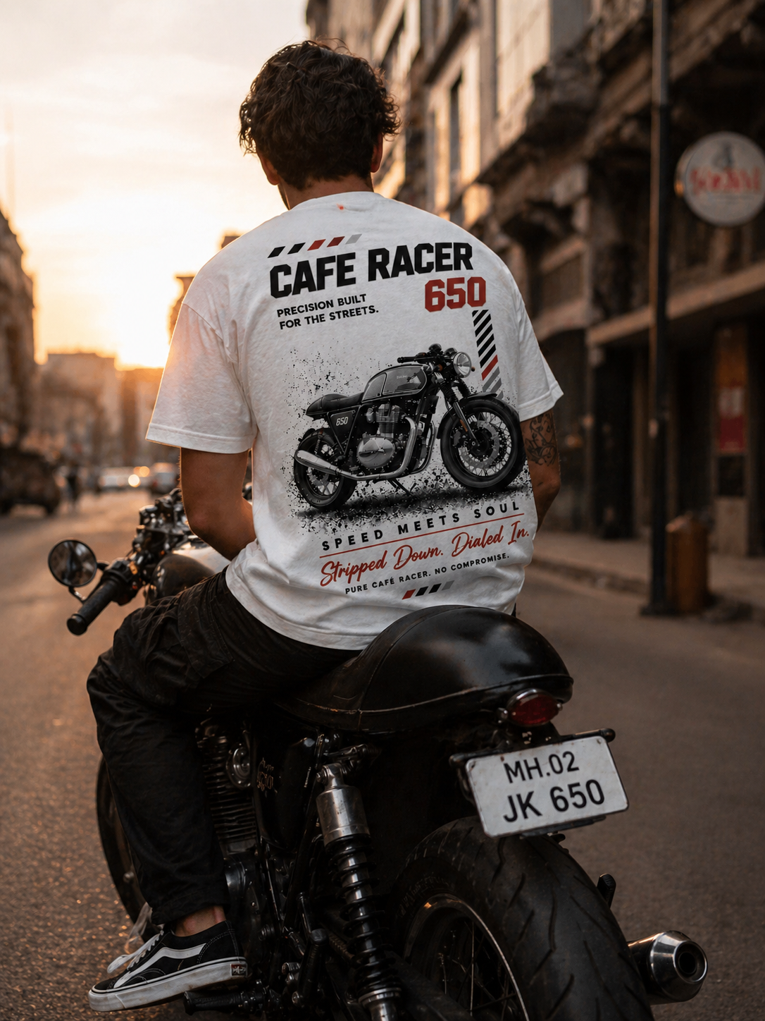 Cafe Racer 650 Oversized Tee - Puff Print Edition