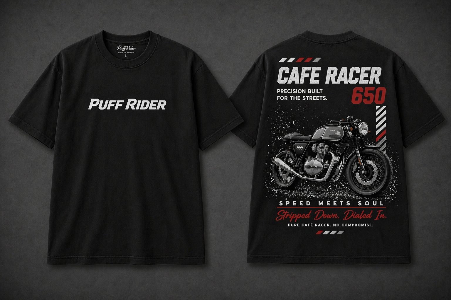 Cafe Racer 650 Oversized Tee - Puff Print Edition